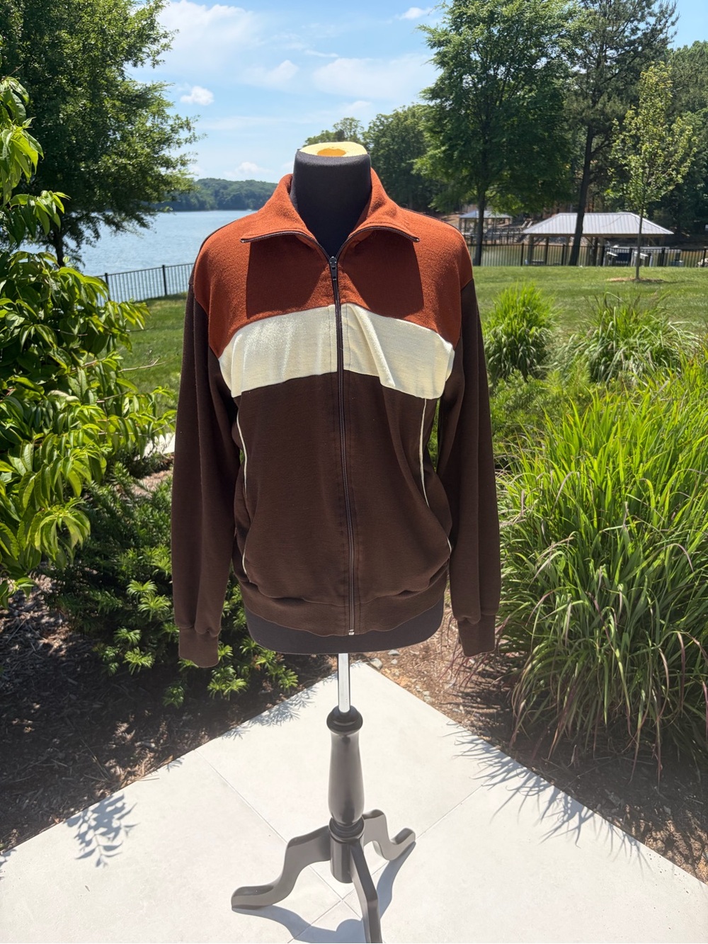 Vintage 70s Brown Rust Track Jacket Men’s Small Medium